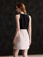 MOTF PREMIUM TWO TONE RHINESTONE DETAIL BUCKLE RUCHED DRAPED SIDE COCKTAIL DRESS